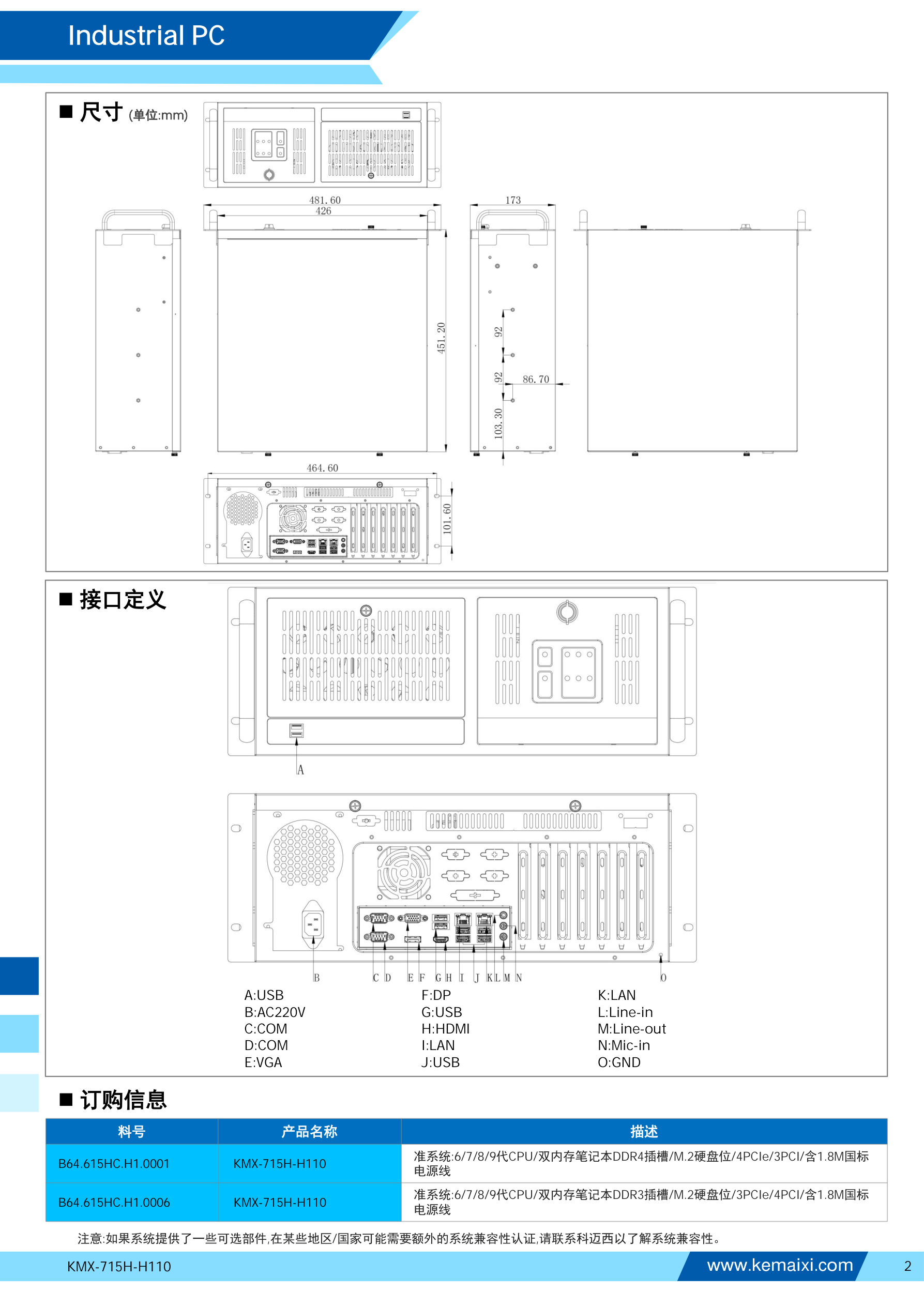 KMX-715H-H110 规格书 第 2 页