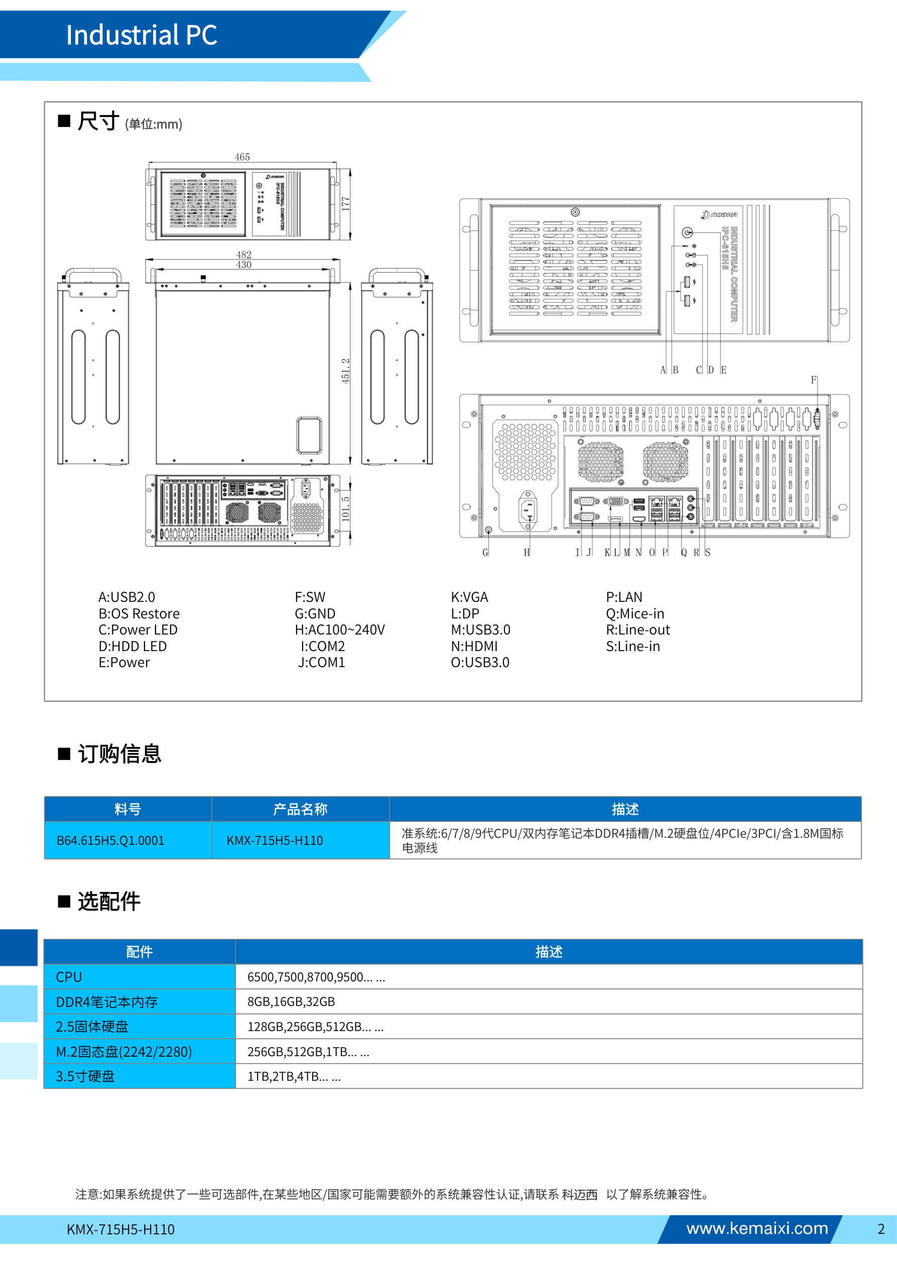 KMX-715H5-H110 规格书 第 2 页