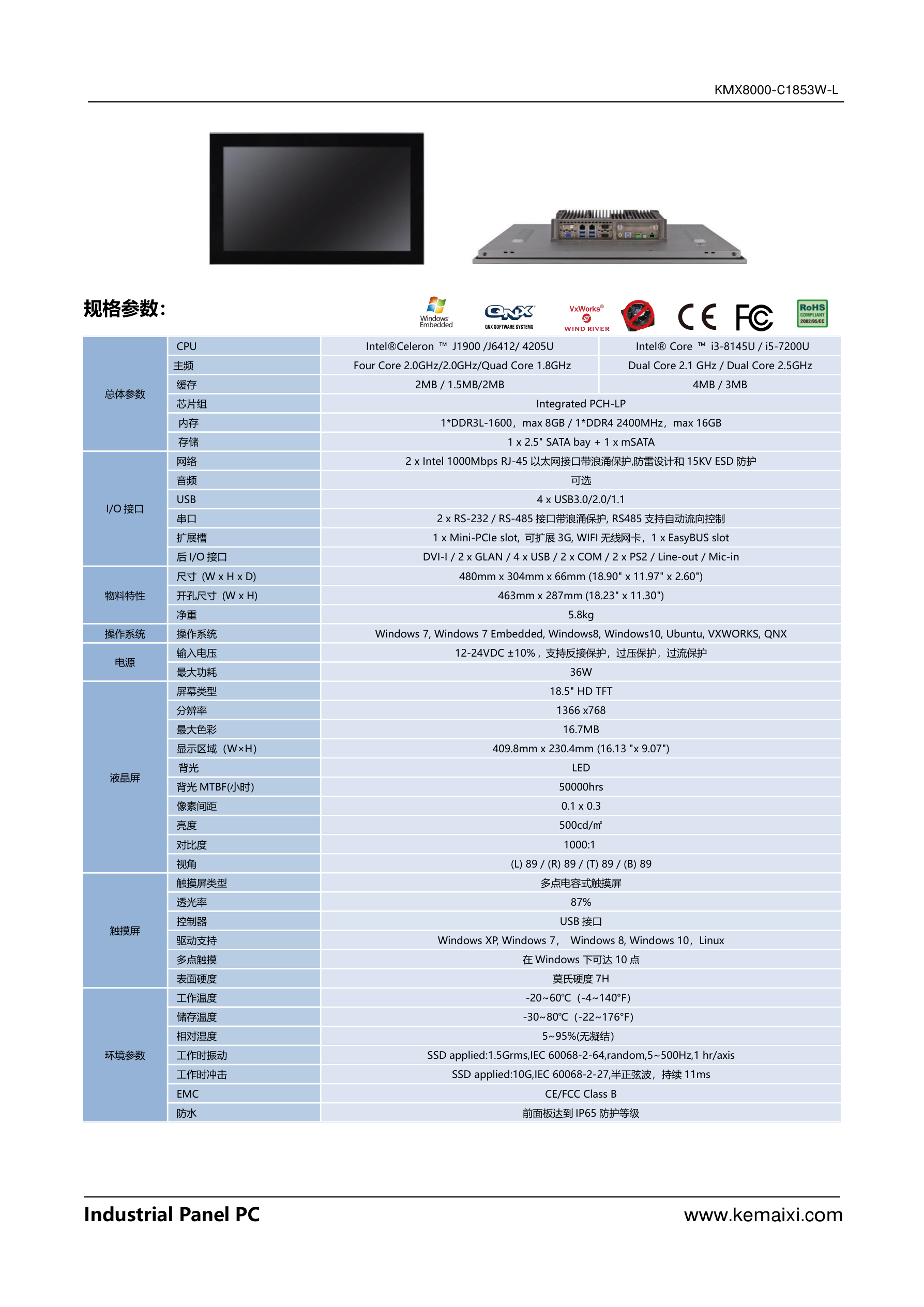 KMX8000-C1853W-L 规格书 第 2 页
