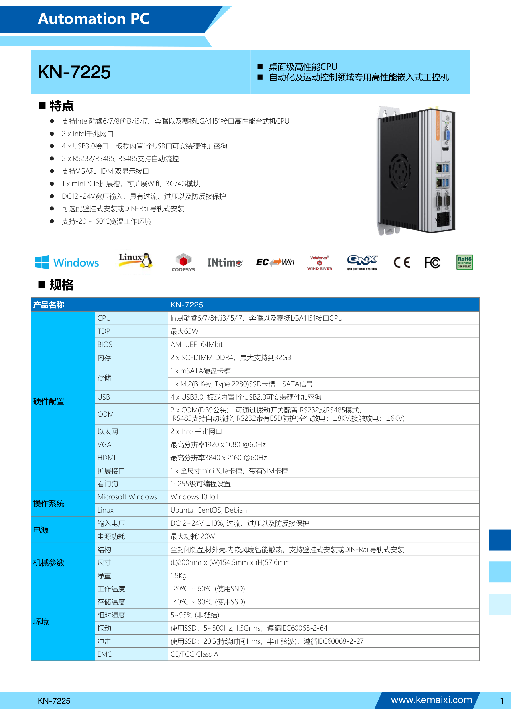 KN-7225 规格书 第 1 页